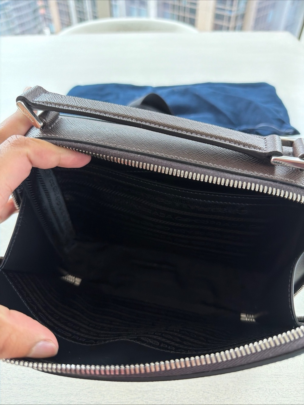 PRADA Medium Brique Bag - Coffee Saffiano Leather - Picture 4 of 9